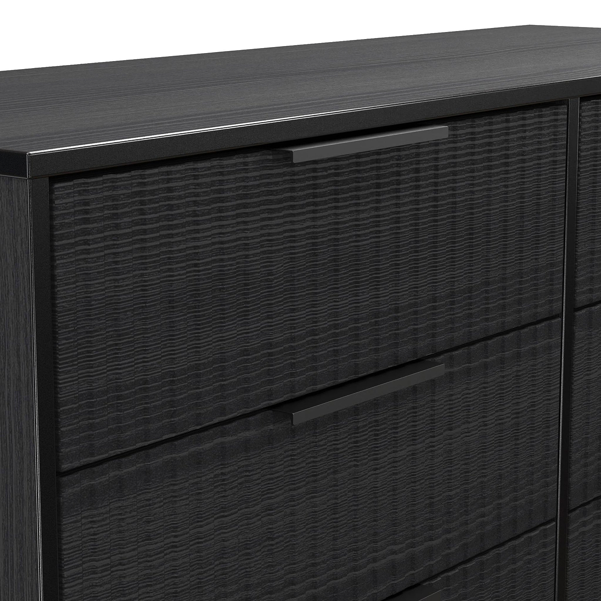 Callo Fluted 6 Drawer Wide Chest Matt Black from Roseland Furniture