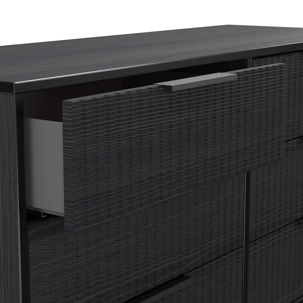 Callo Fluted 6 Drawer Wide Chest Matt Black from Roseland Furniture
