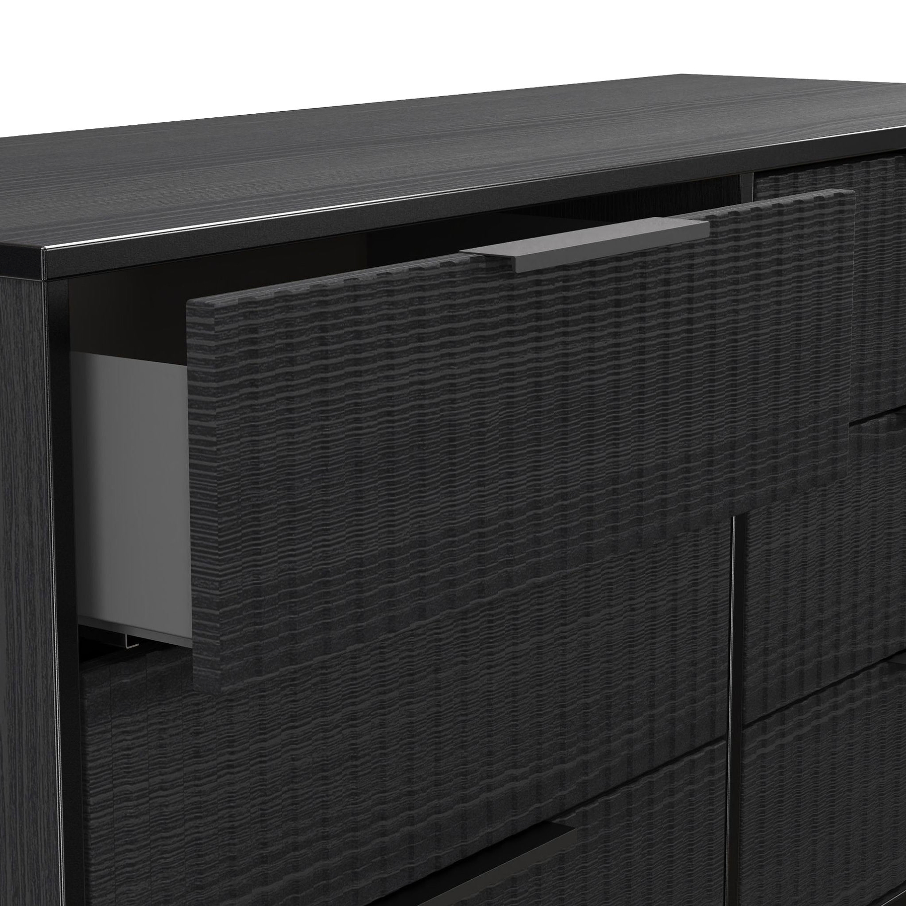 Callo Fluted 6 Drawer Wide Chest Matt Black from Roseland Furniture