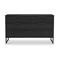 Callo Fluted 6 Drawer Wide Chest Matt Black from Roseland Furniture