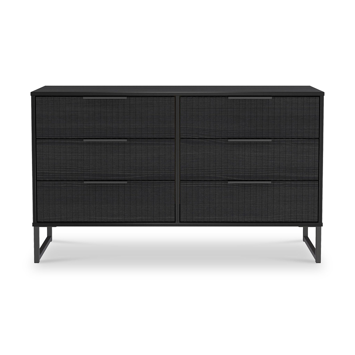 Callo Fluted 6 Drawer Wide Chest Matt Black from Roseland Furniture