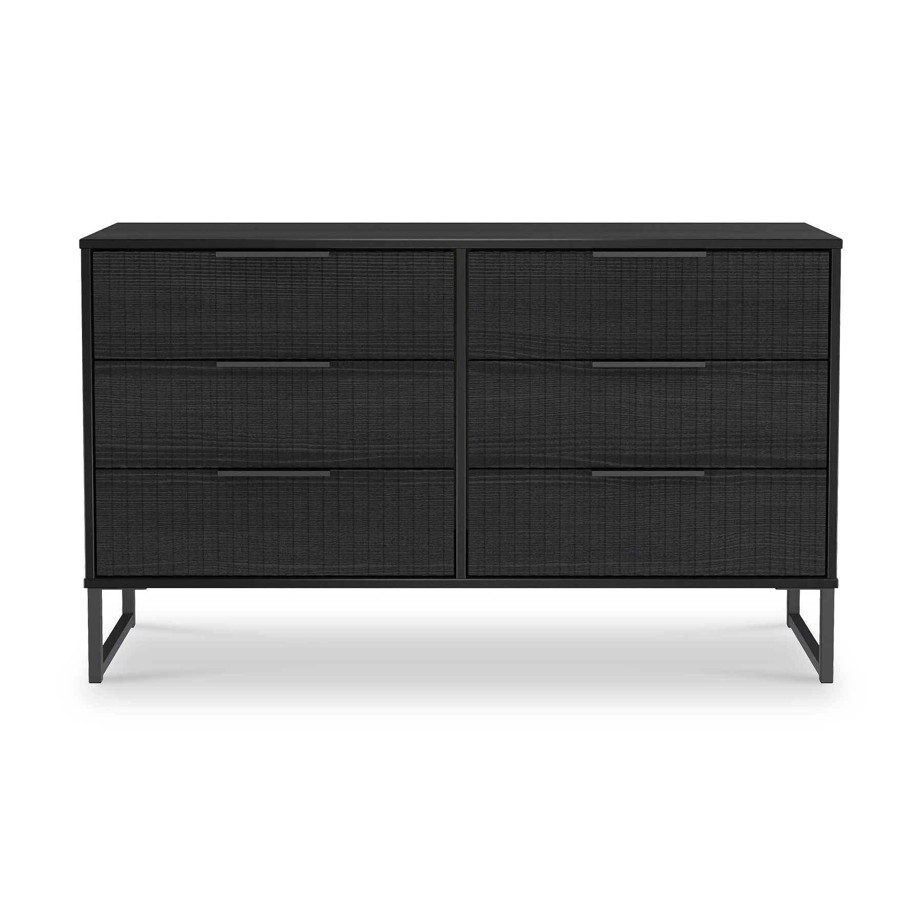 Callo Fluted 6 Drawer Wide Chest Matt Black from Roseland Furniture
