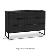 Callo Fluted 6 Drawer Wide Chest Matt Black from Roseland Furniture