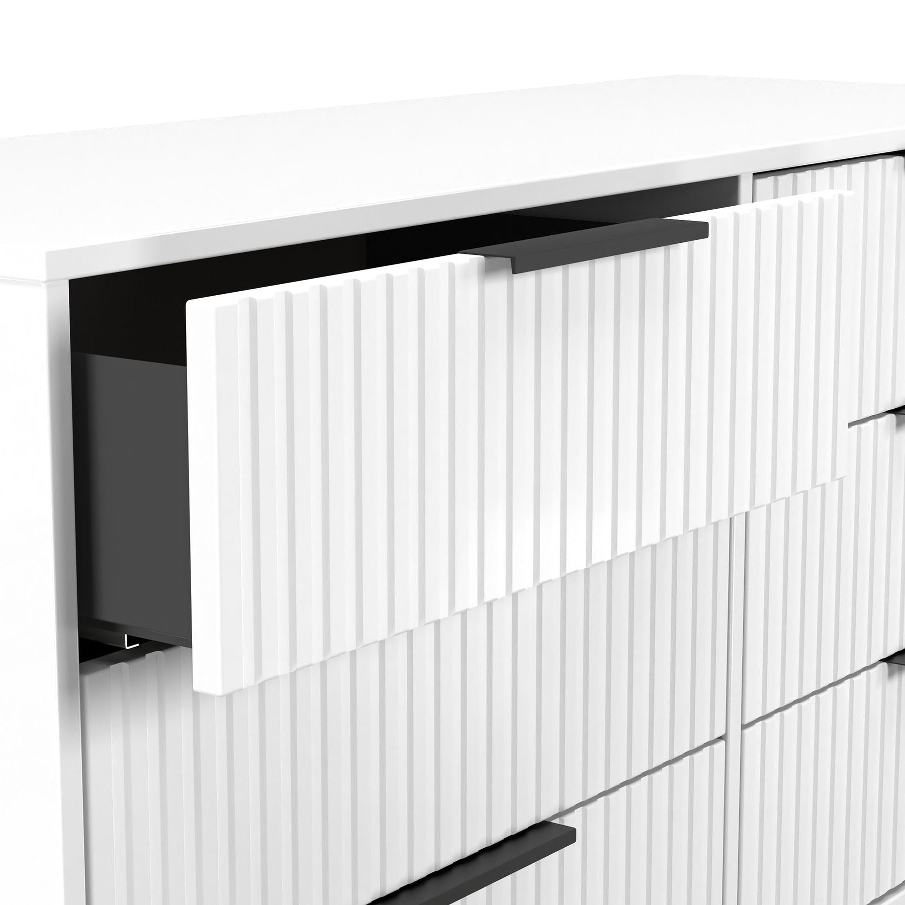 Callo Fluted 6 Drawer Wide Chest Matt White from Roseland Furniture