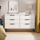 Callo Fluted 6 Drawer Wide Chest Matt White from Roseland Furniture
