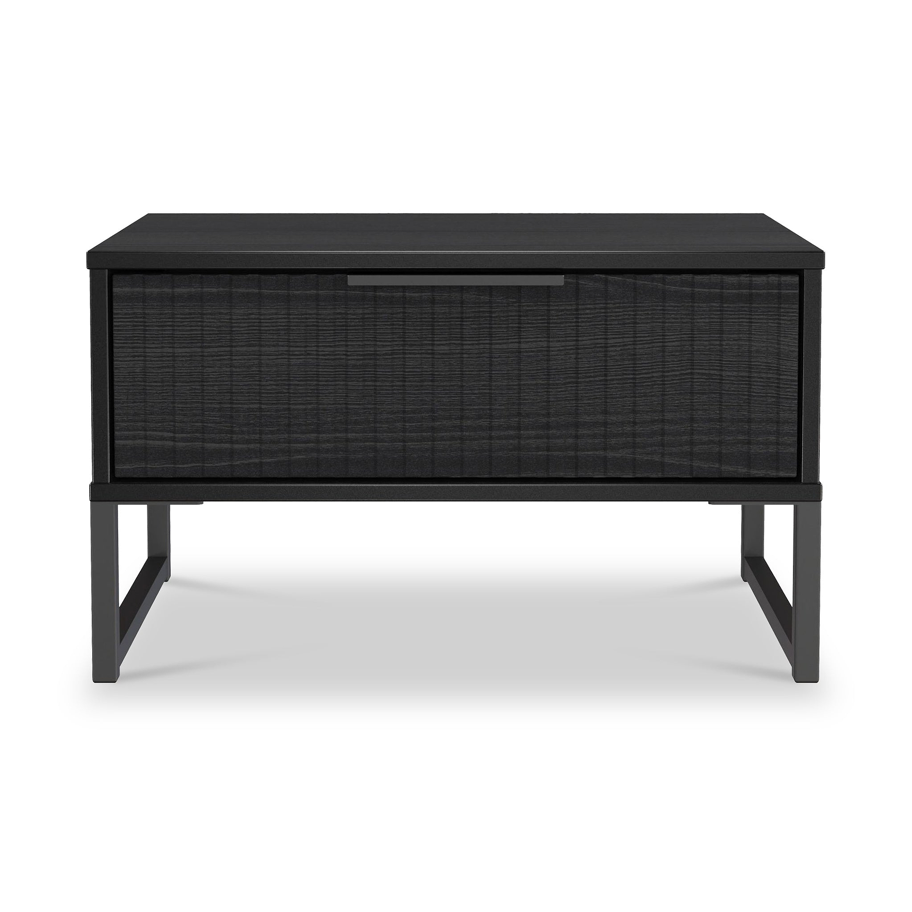 Callo Fluted 1 Draw Wide Side Table Matt Black from Roseland Furniture