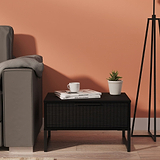 Callo Fluted 1 Draw Wide Side Table Matt Black from Roseland Furniture
