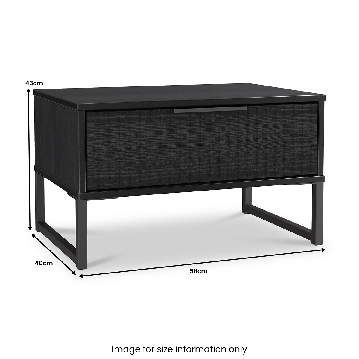 Callo Fluted 1 Draw Wide Side Table Matt Black from Roseland Furniture