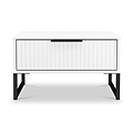 Callo Fluted 1 Draw Wide Side Table Matt White from Roseland Furniture