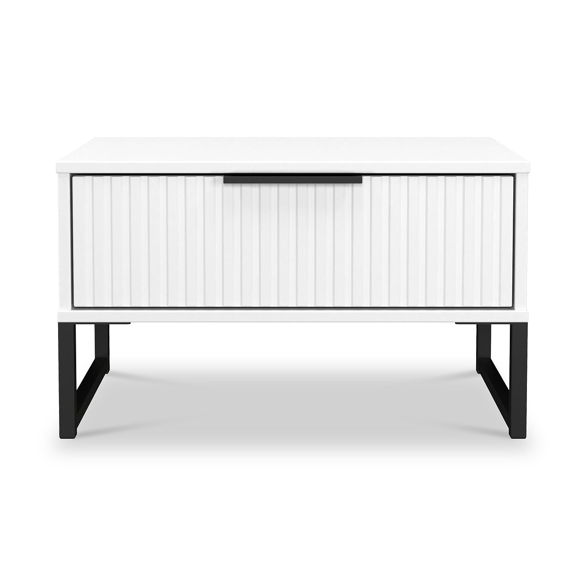 Callo Fluted 1 Draw Wide Side Table Matt White from Roseland Furniture