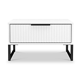 Callo Fluted 1 Draw Wide Side Table Matt White from Roseland Furniture