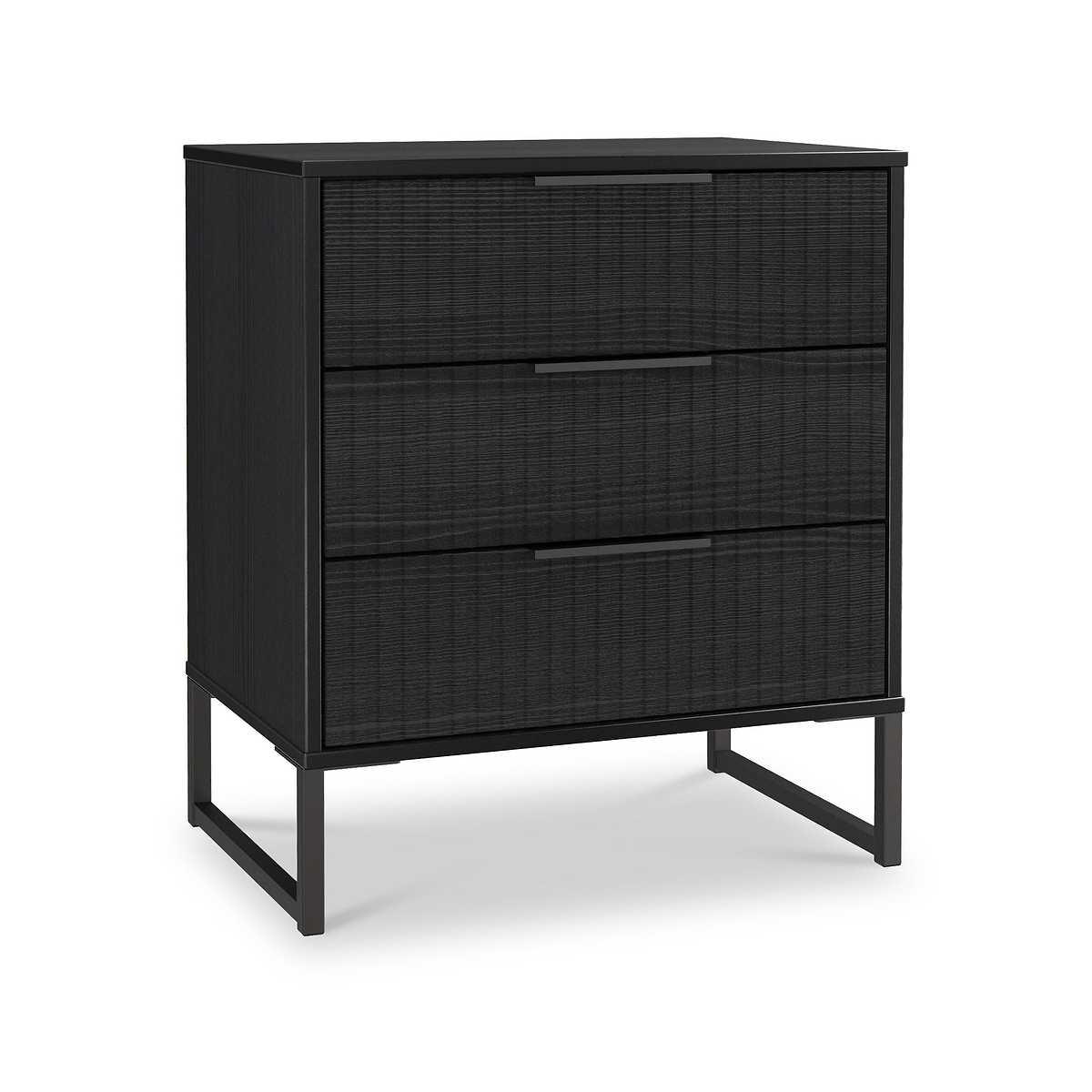 Callo Fluted 3 Drawer Chest Matt Black from Roseland Furniture