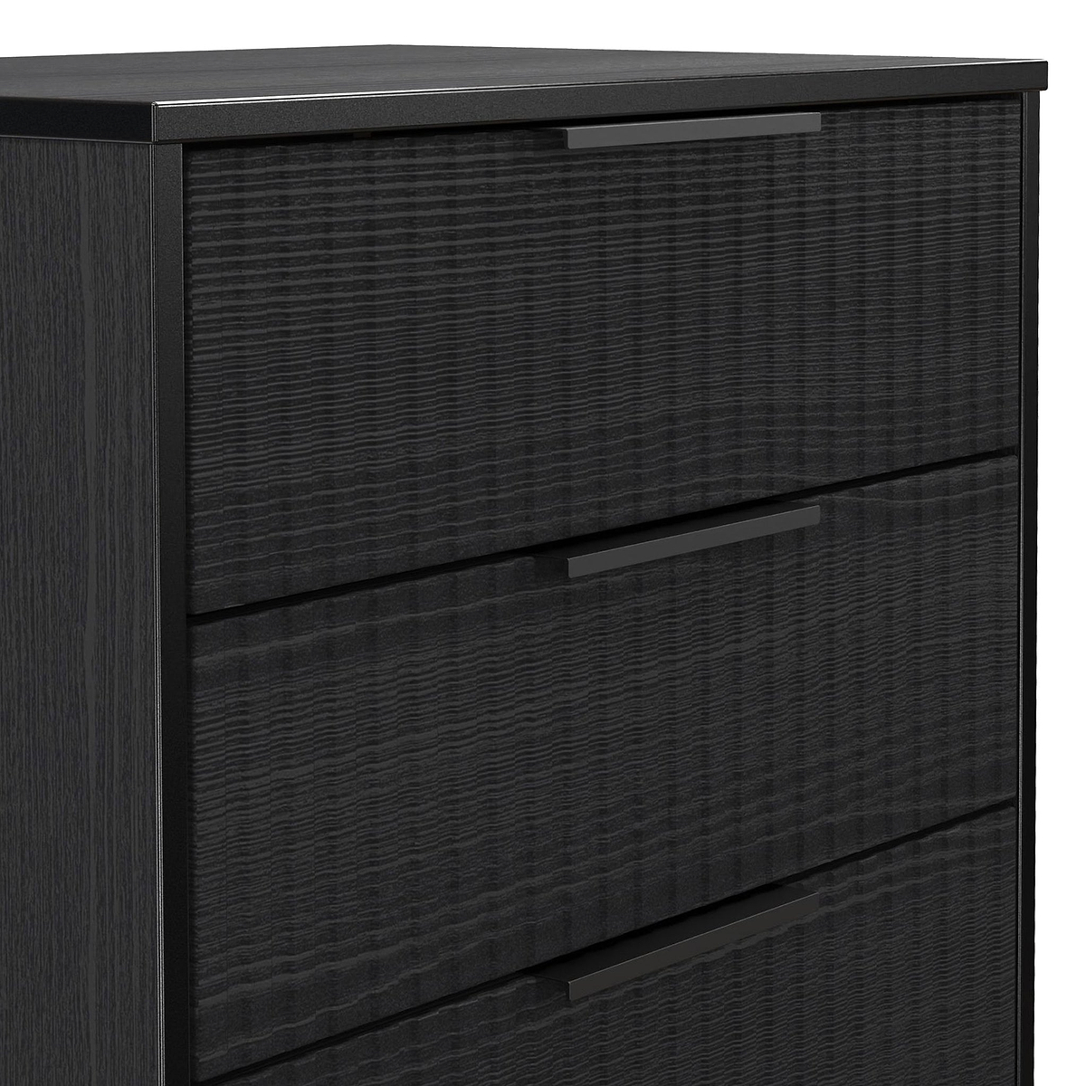 Callo Fluted 3 Drawer Chest Matt Black from Roseland Furniture