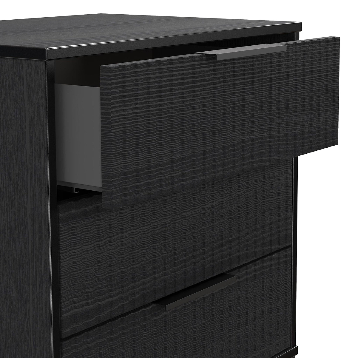 Callo Fluted 3 Drawer Chest Matt Black from Roseland Furniture
