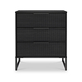 Callo Fluted 3 Drawer Chest Matt Black from Roseland Furniture