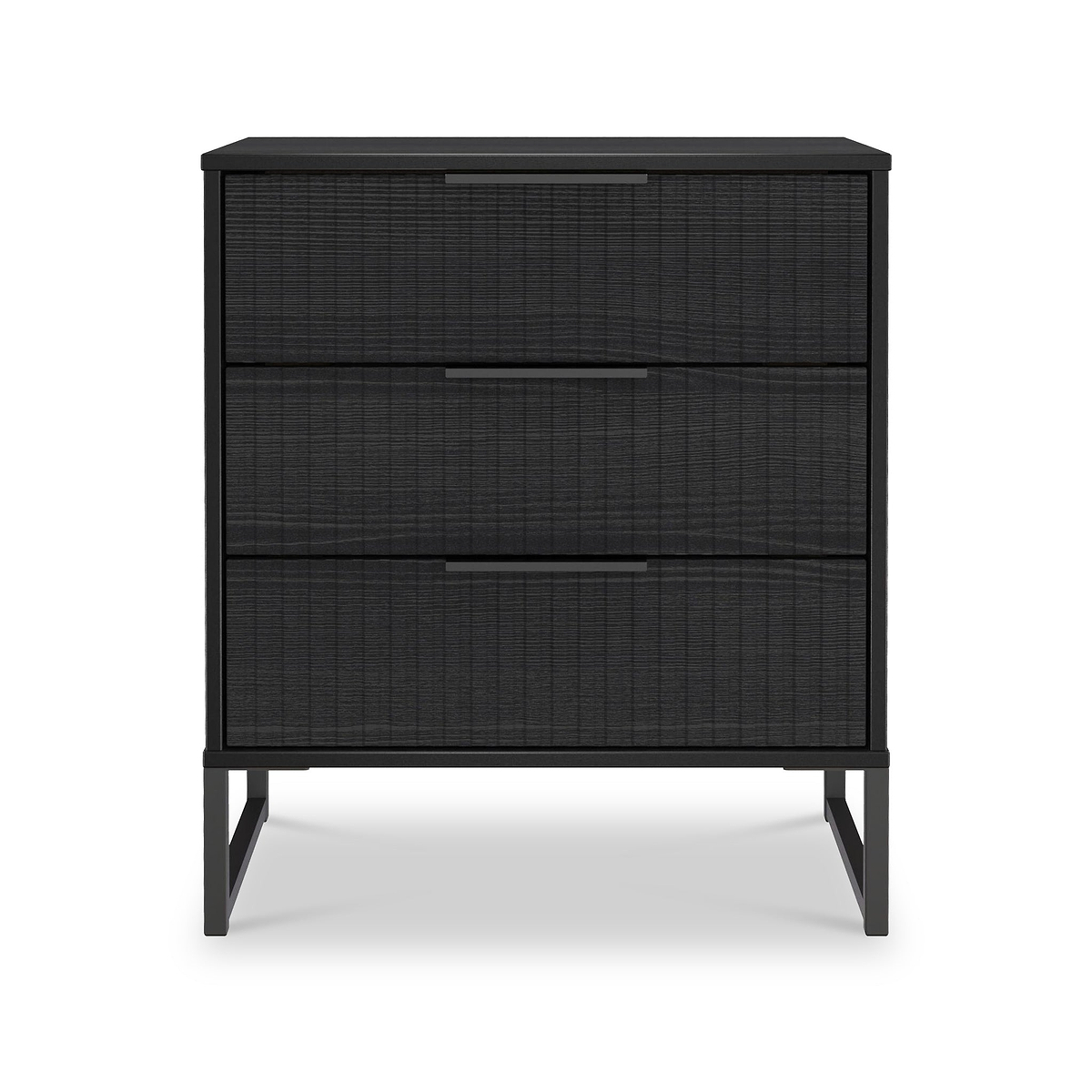 Callo Fluted 3 Drawer Chest Matt Black from Roseland Furniture