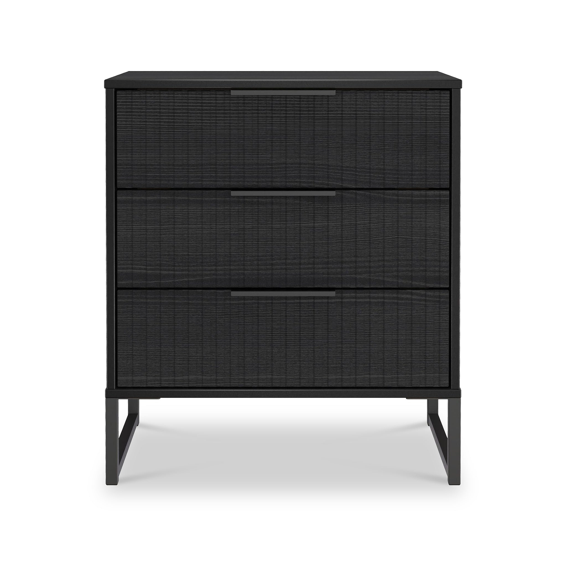 Callo Fluted 3 Drawer Chest Matt Black from Roseland Furniture