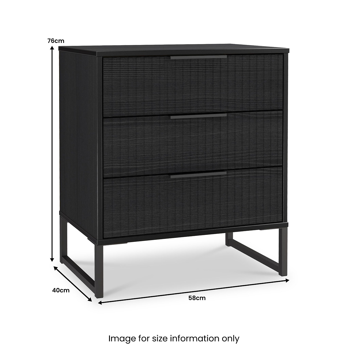 Callo Fluted 3 Drawer Chest Matt Black from Roseland Furniture