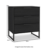 Callo Fluted 3 Drawer Chest Matt Black from Roseland Furniture