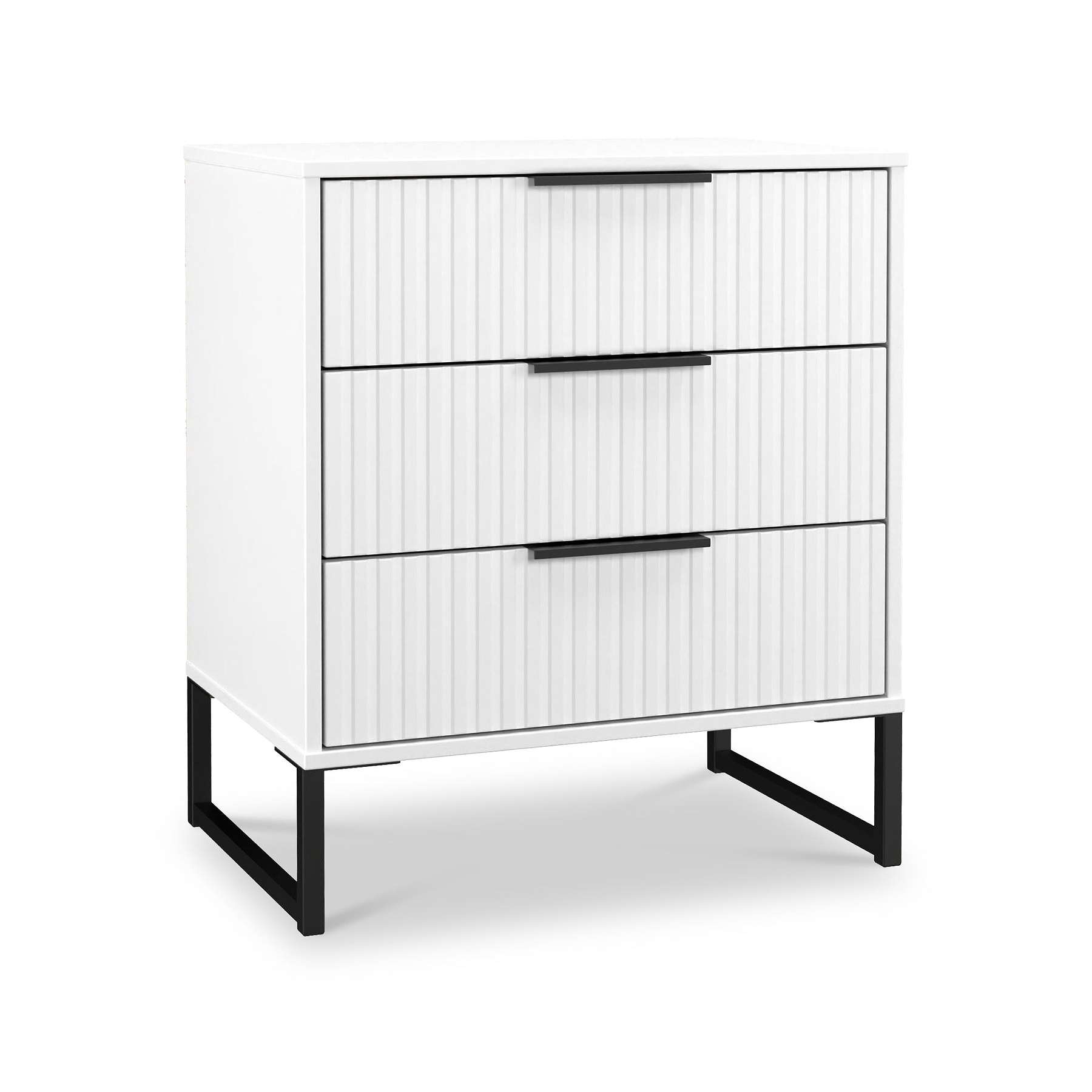 Callo Fluted 3 Drawer Chest Matt White from Roseland Furniture