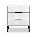 Callo Fluted 3 Drawer Chest Matt White from Roseland Furniture