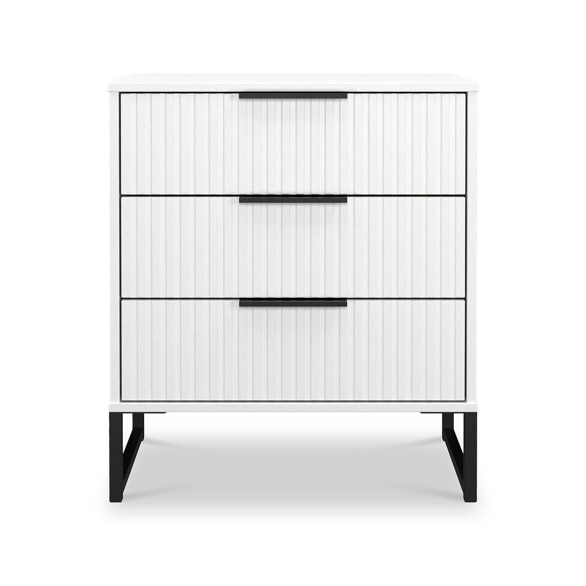 Callo Fluted 3 Drawer Chest Matt White from Roseland Furniture
