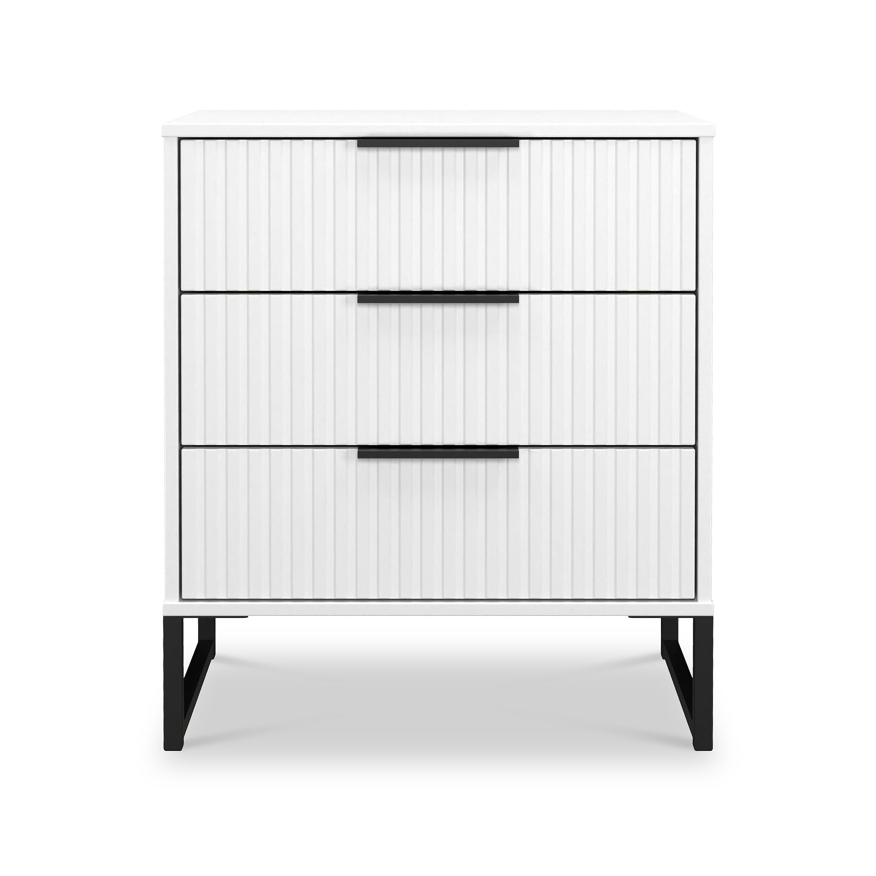 Callo Fluted 3 Drawer Chest Matt White from Roseland Furniture