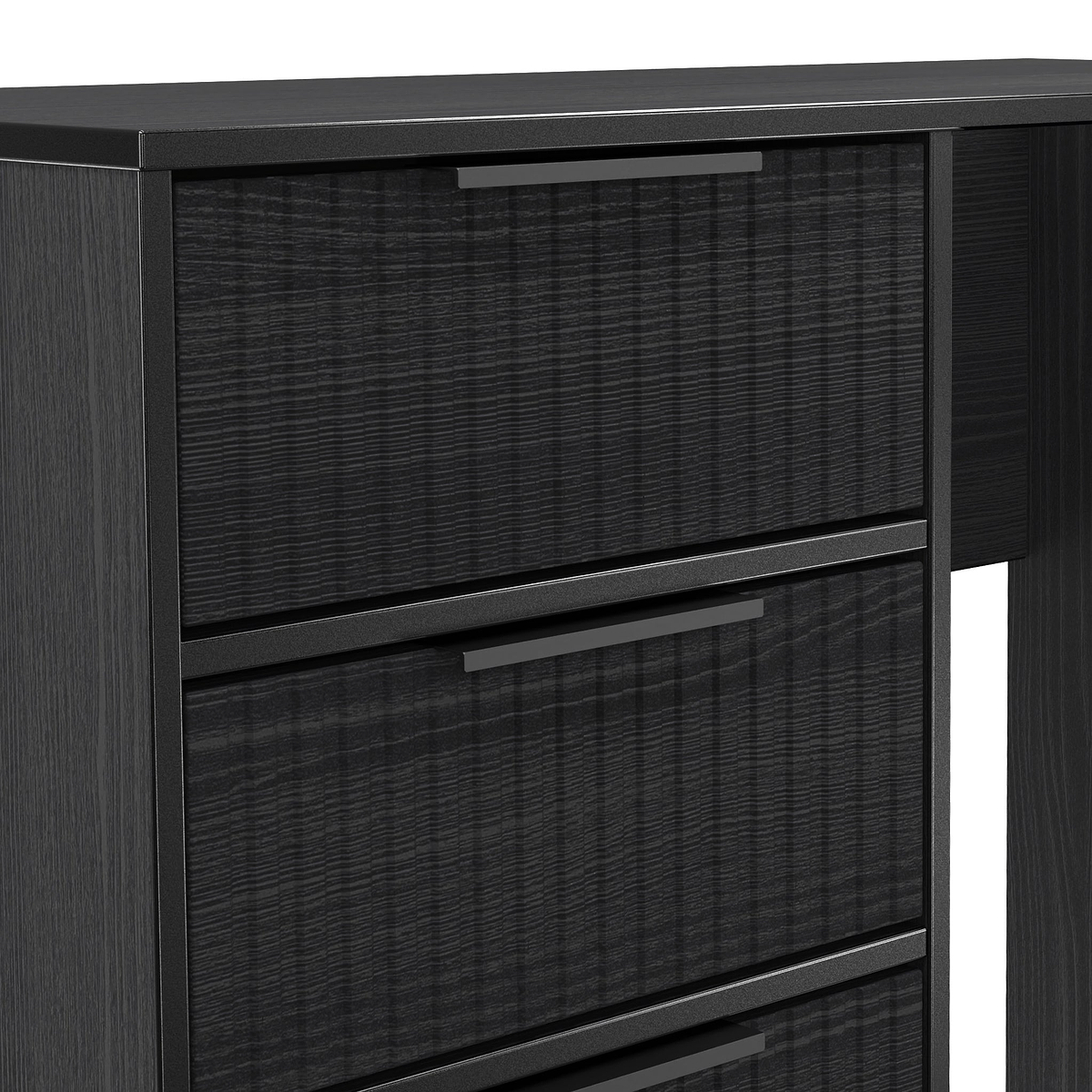 Callo Fluted 4 Drawer Dressing Table Matt Black from Roseland Furniture