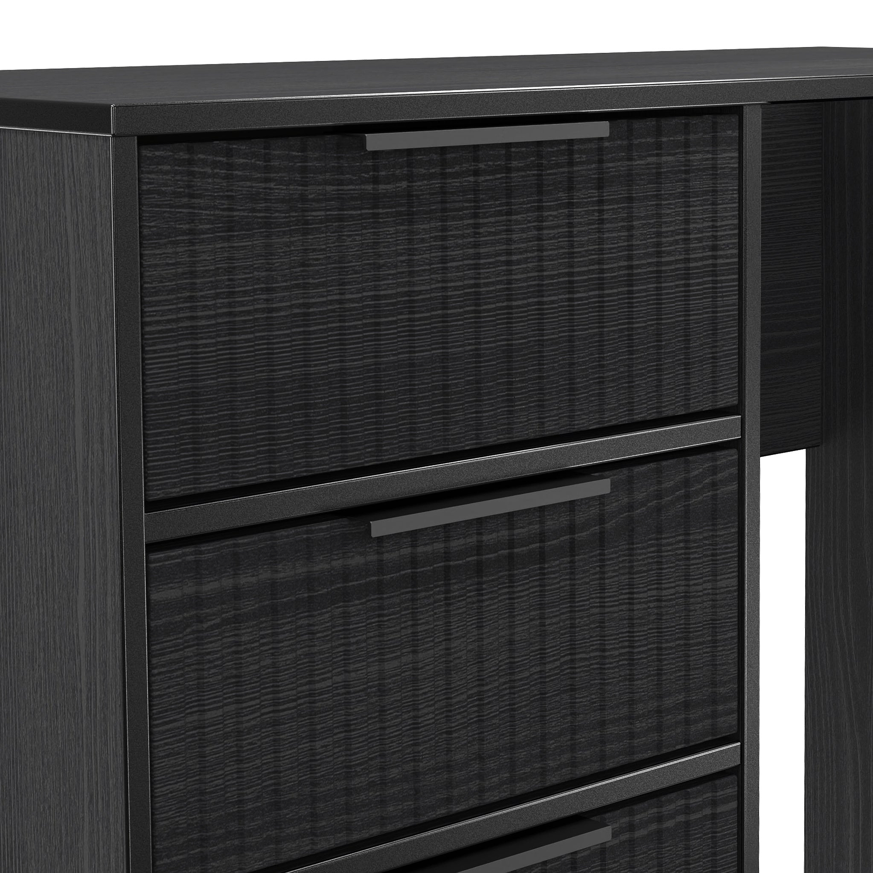 Callo Fluted 4 Drawer Dressing Table Matt Black from Roseland Furniture