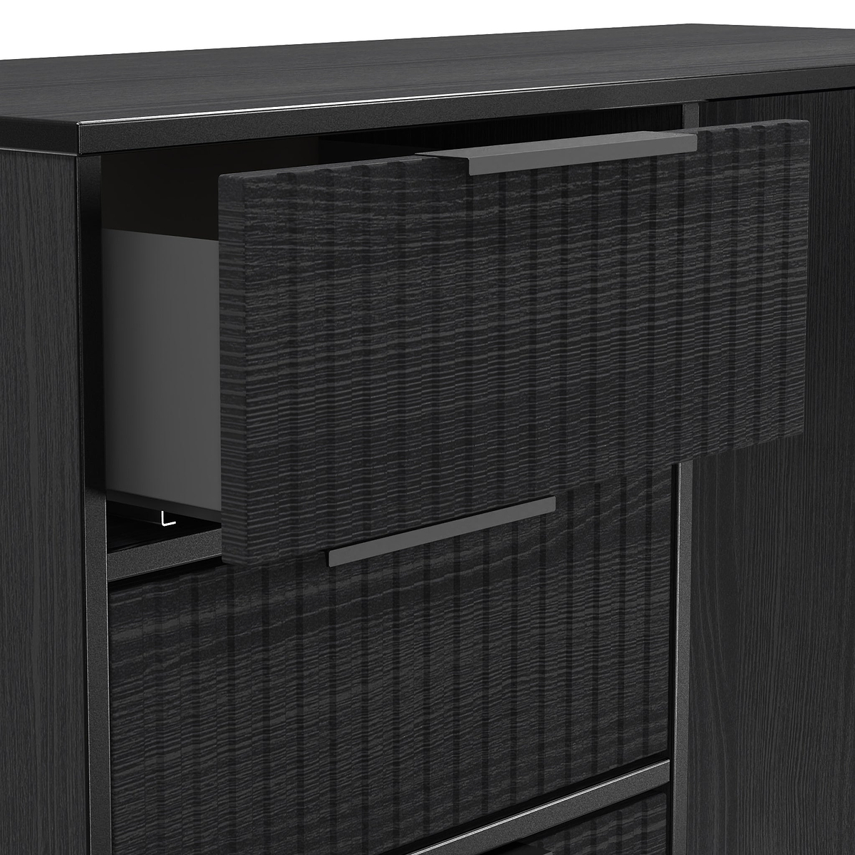 Callo Fluted 4 Drawer Dressing Table Matt Black from Roseland Furniture