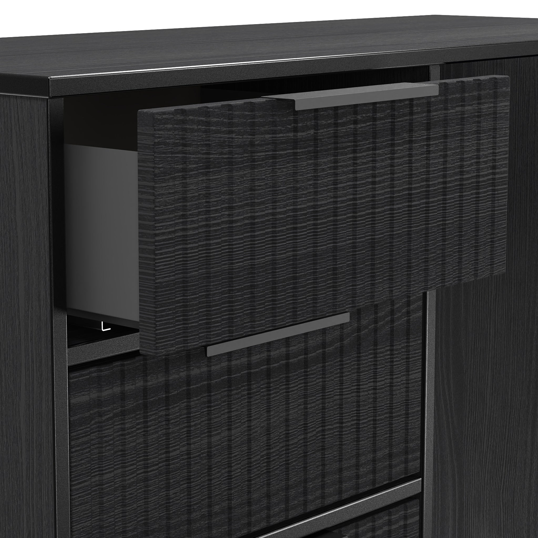 Callo Fluted 4 Drawer Dressing Table Matt Black from Roseland Furniture