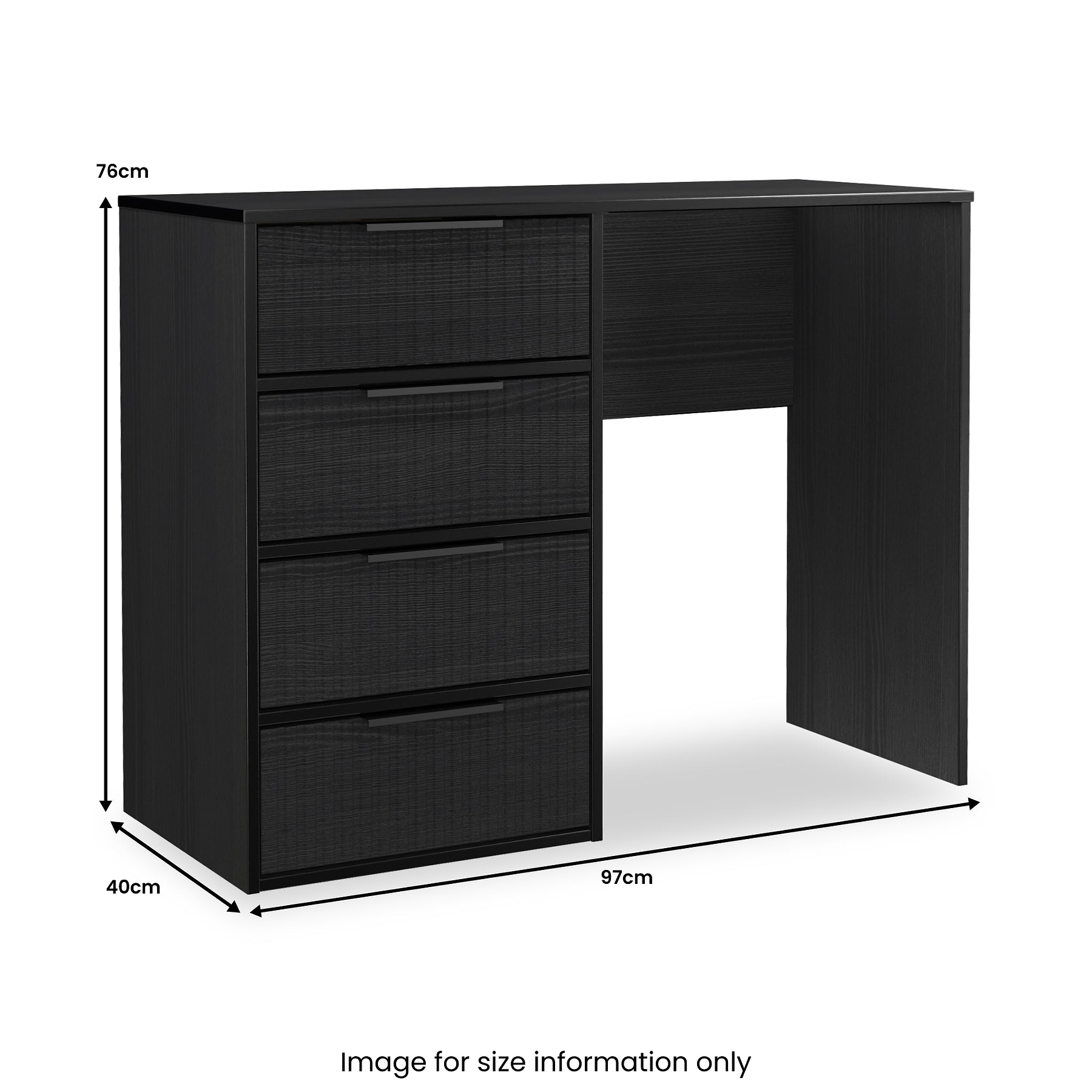 Callo Fluted 4 Drawer Dressing Table | Matt Black or White