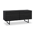 Callo Fluted 4 Drawer Low Storage Unit Matt Black from Roseland Furniture