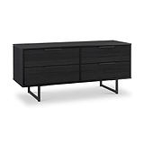 Callo Fluted 4 Drawer Low Storage Unit Matt Black from Roseland Furniture
