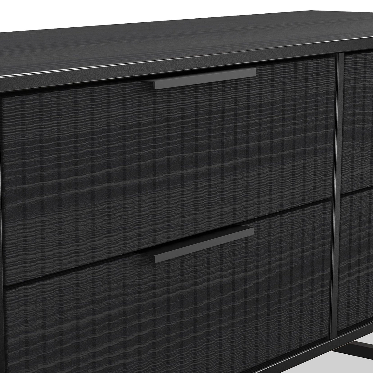Callo Fluted 4 Drawer Low Storage Unit Matt Black from Roseland Furniture