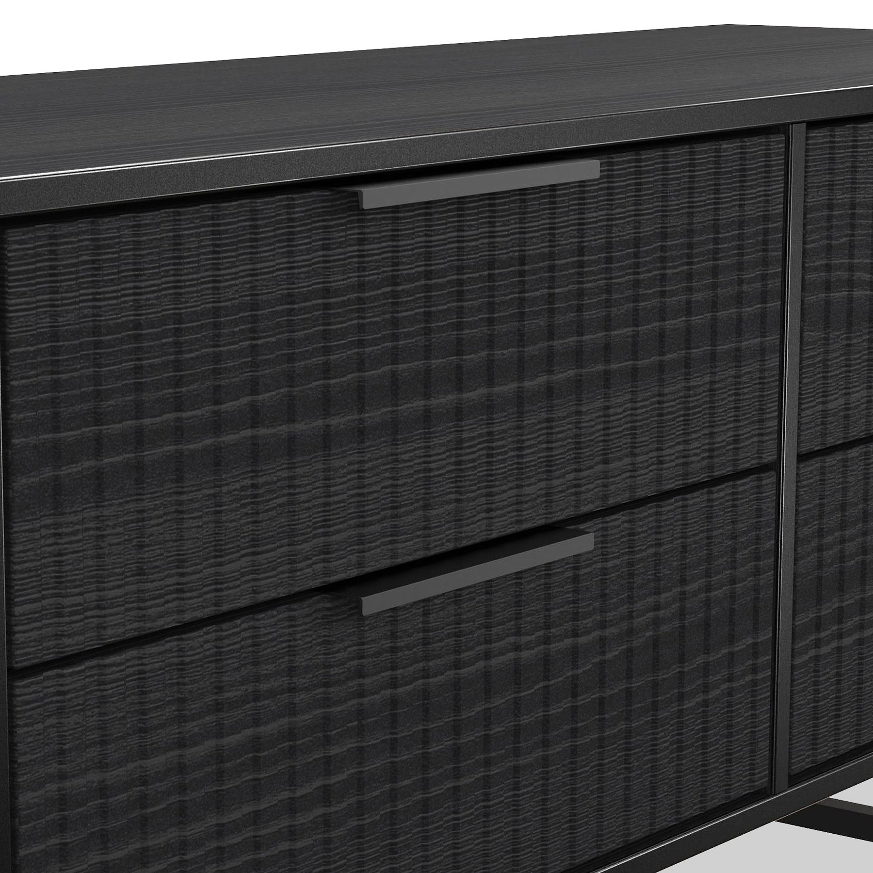 Callo Fluted 4 Drawer Low Storage Unit Matt Black from Roseland Furniture