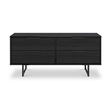 Callo Fluted 4 Drawer Low Storage Unit Matt Black from Roseland Furniture
