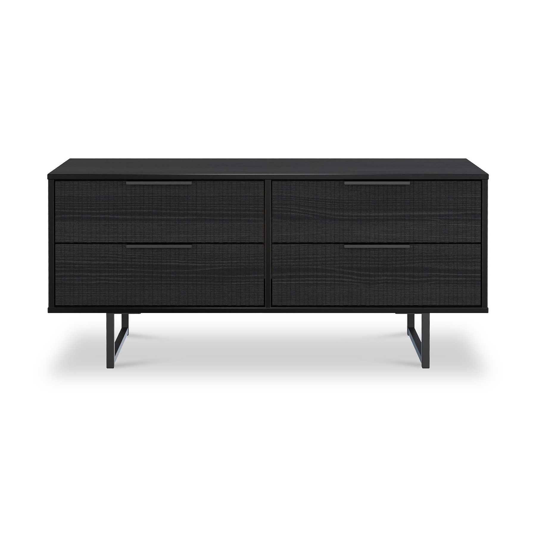 Callo Fluted 4 Drawer Low Storage Unit Matt Black from Roseland Furniture