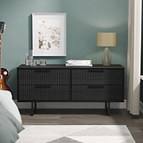 Callo Fluted 4 Drawer Low Storage Unit Matt Black from Roseland Furniture