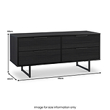Callo Fluted 4 Drawer Low Storage Unit Matt Black from Roseland Furniture