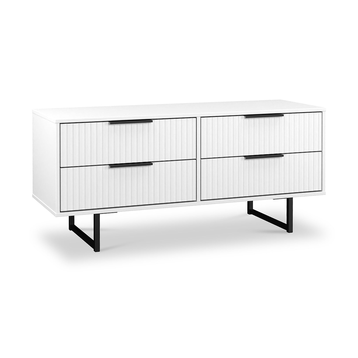 Callo Fluted 4 Drawer Low Storage Unit Matt White from Roseland Furniture