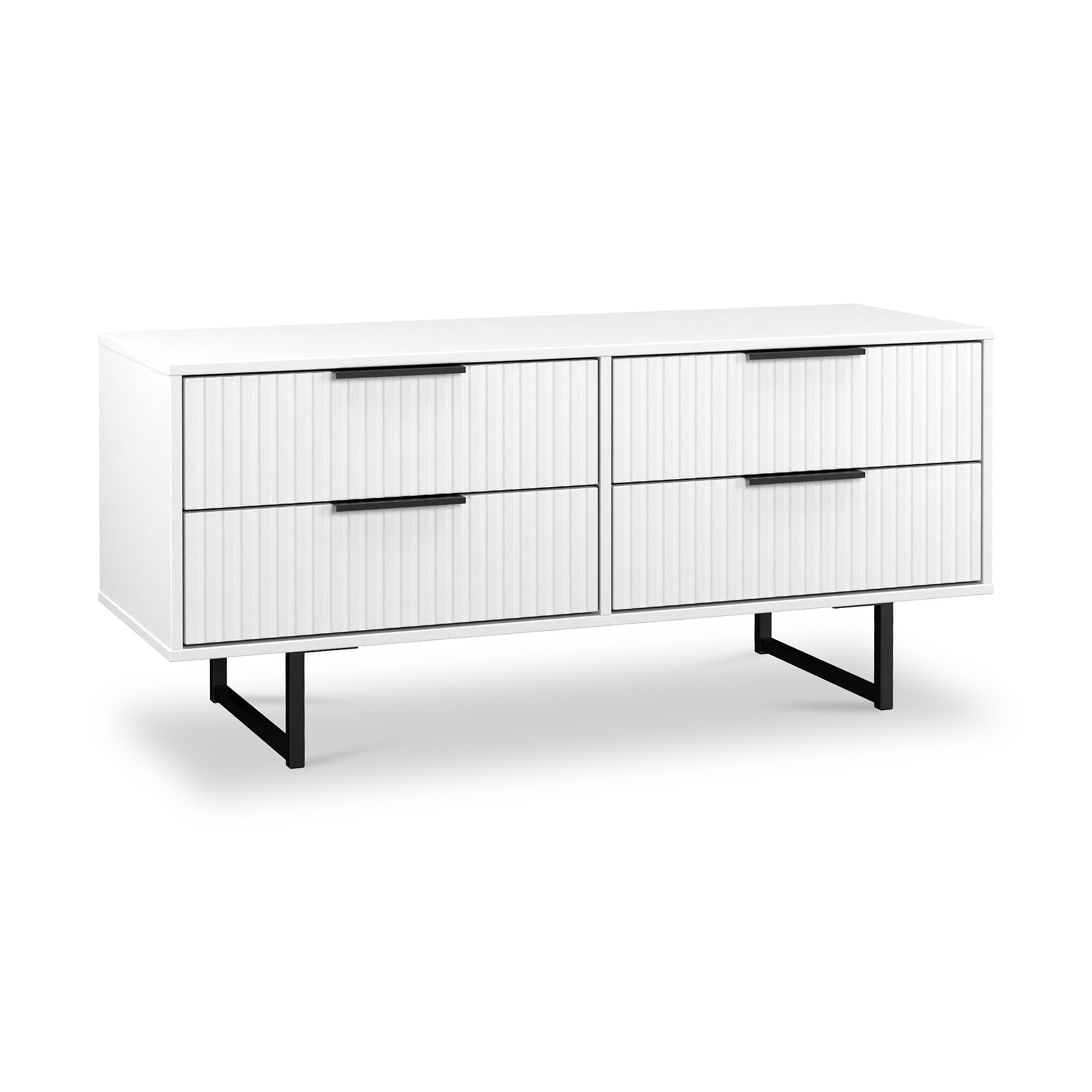 Callo Fluted 4 Drawer Low Storage Unit Matt White from Roseland Furniture