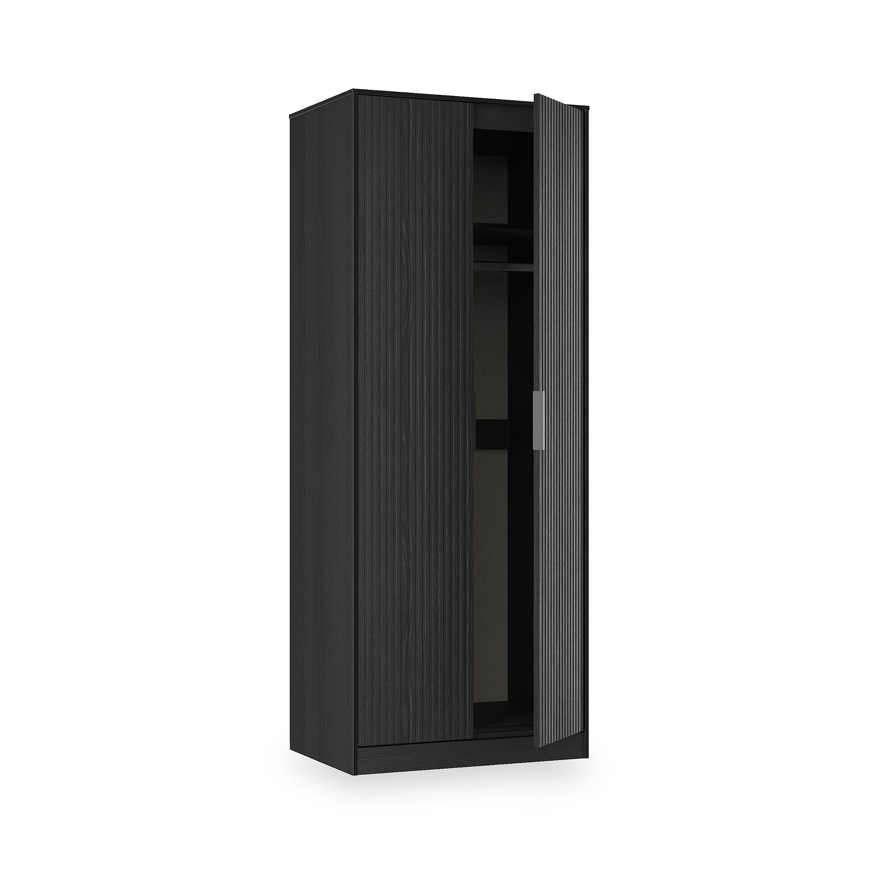 Callo Fluted Full Hanging Wardrobe Matt Black from Roseland Furniture