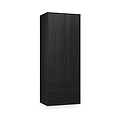 Callo Fluted Double Wardrobe With 2 Drawers Matt Black from Roseland Furniture