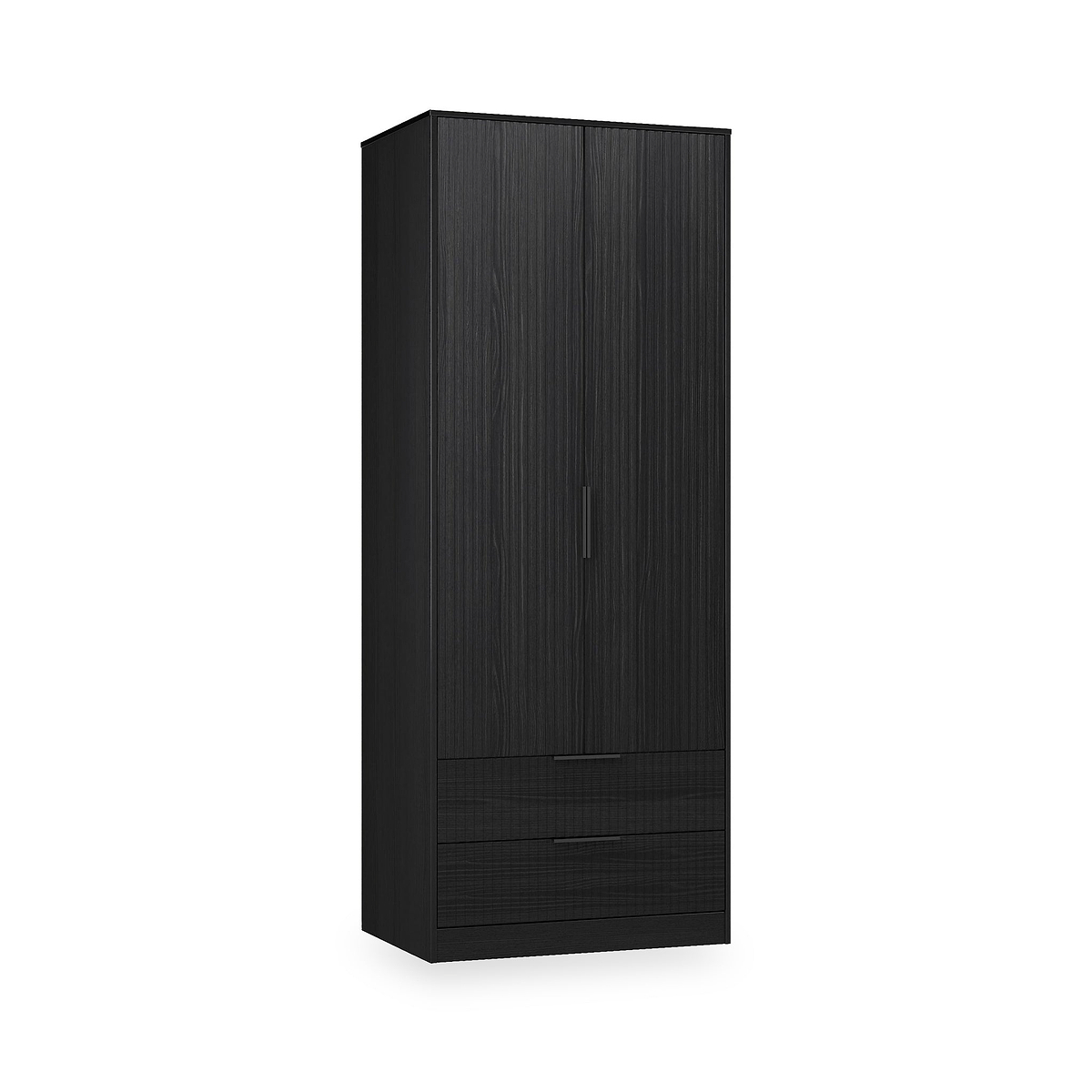 Callo Fluted Double Wardrobe With 2 Drawers Matt Black from Roseland Furniture
