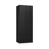 Callo Fluted Double Wardrobe With 2 Drawers Matt Black from Roseland Furniture