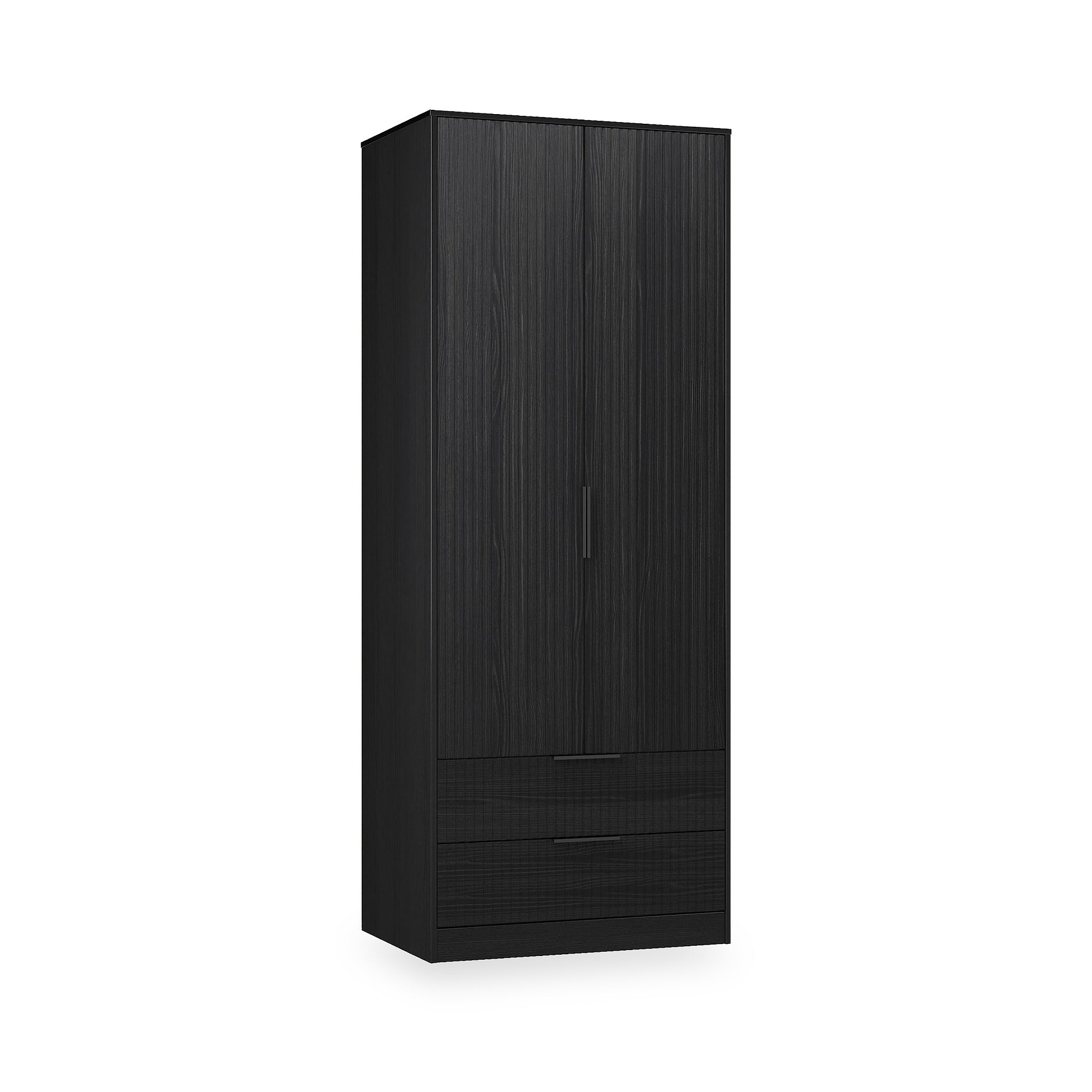 Callo Fluted Double Wardrobe With 2 Drawers Matt Black from Roseland Furniture