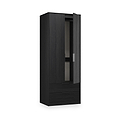 Callo Fluted Double Wardrobe With 2 Drawers Matt Black from Roseland Furniture