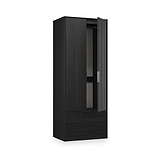Callo Fluted Double Wardrobe With 2 Drawers Matt Black from Roseland Furniture