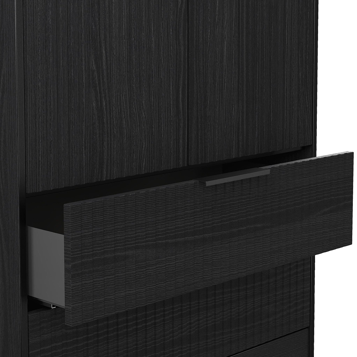 Callo Fluted Double Wardrobe With 2 Drawers Matt Black from Roseland Furniture